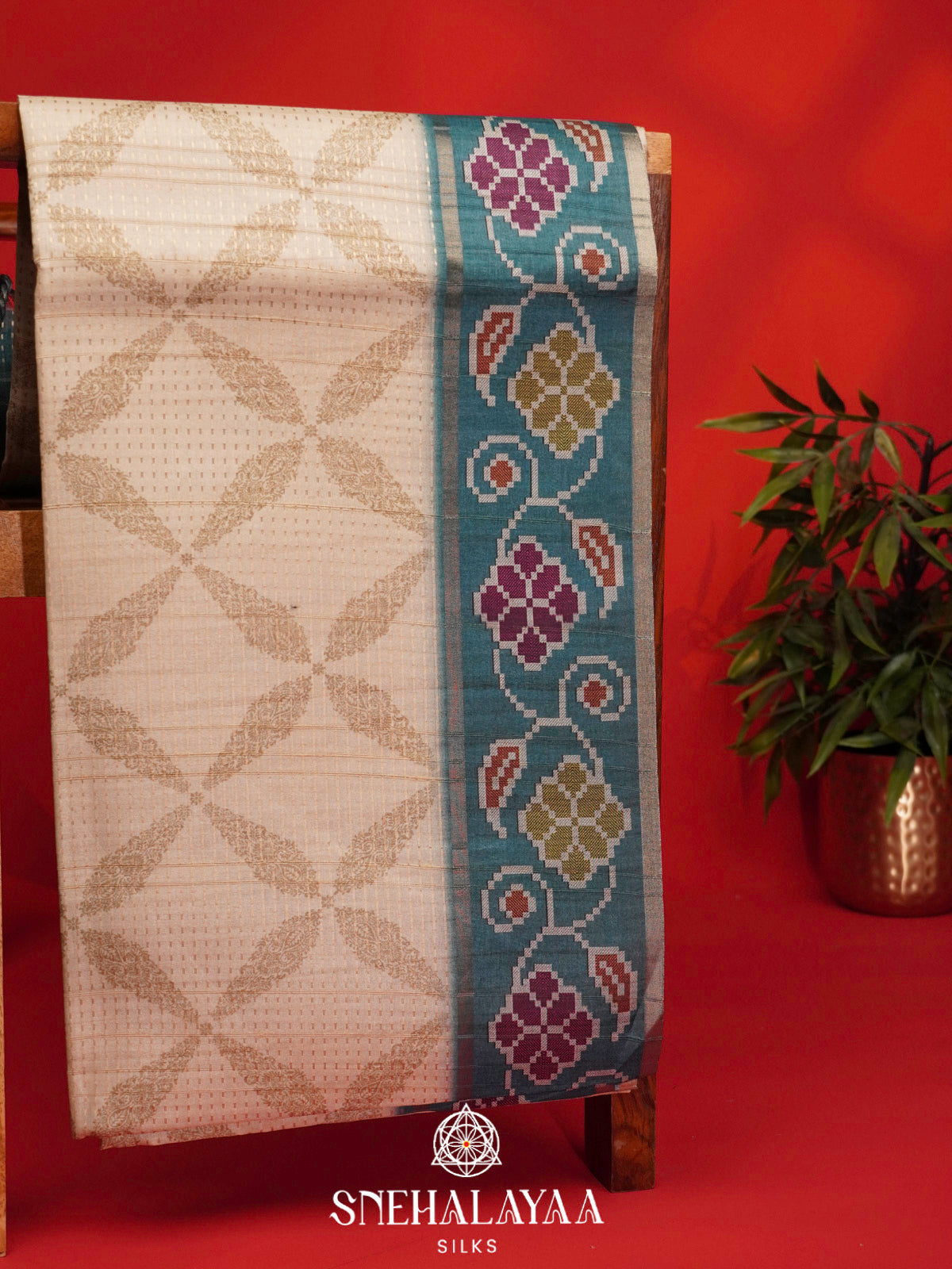 Cream Tussar Saree