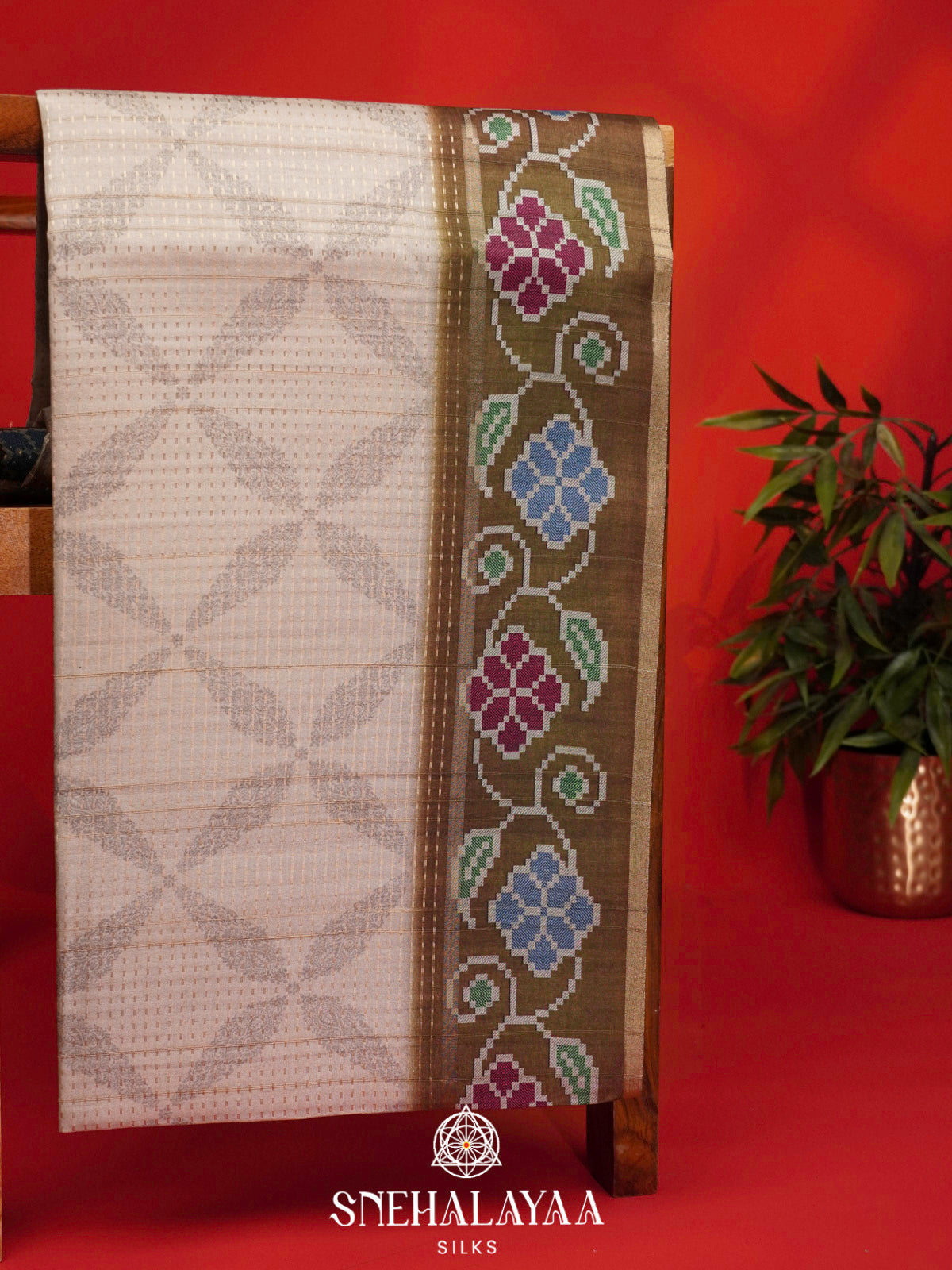 Beige Tussar Saree