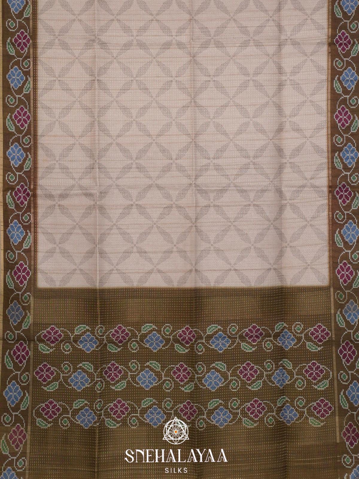 Beige Tussar Saree