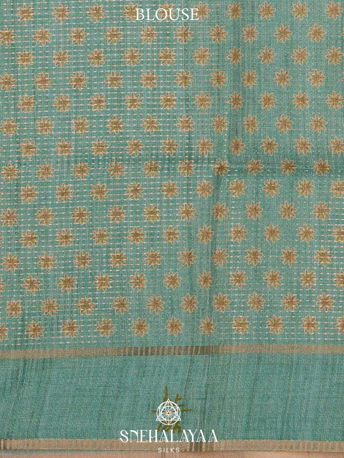 Cream With Teal Green Border Tussar Saree