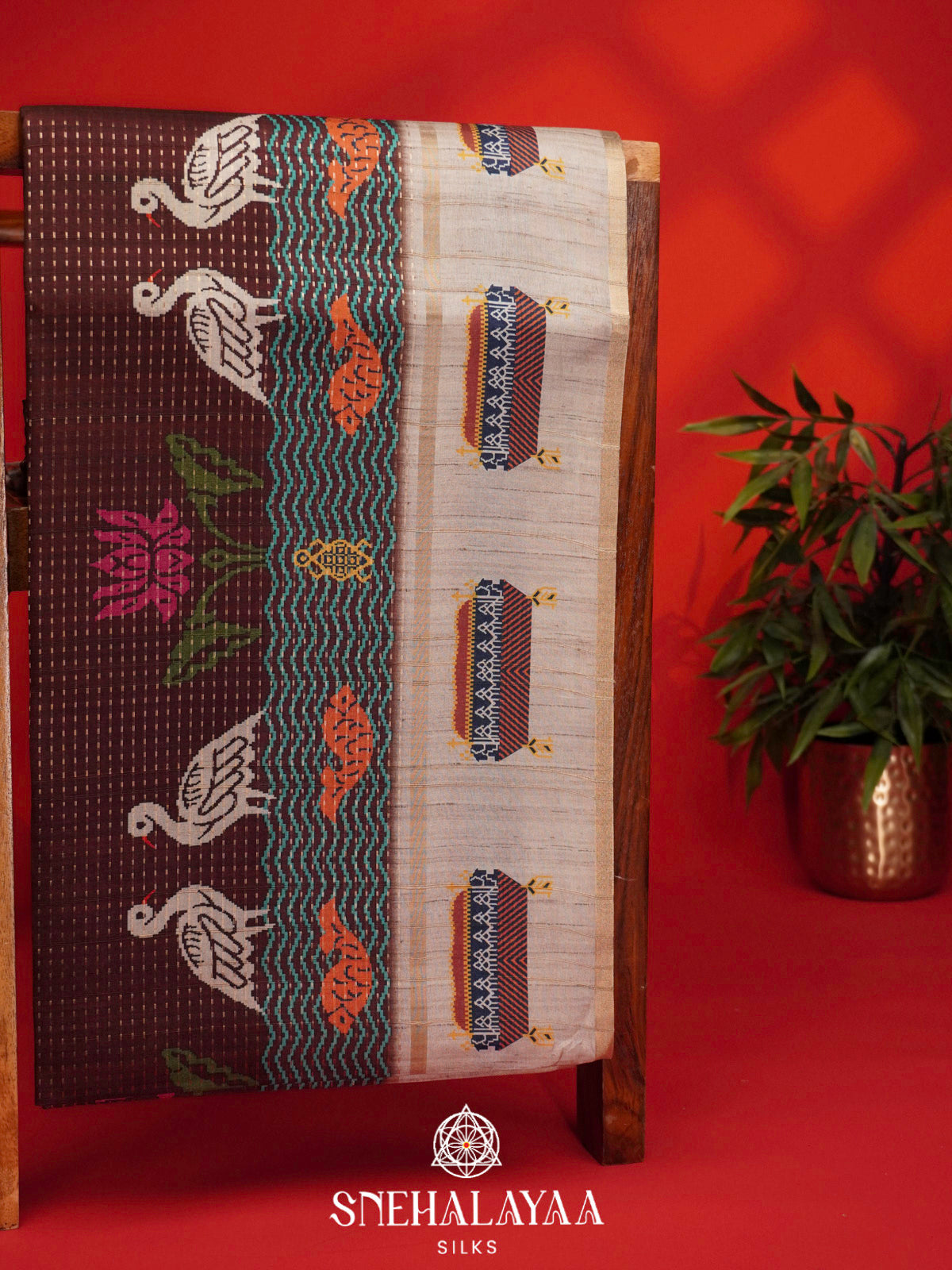 Brown Tussar Saree