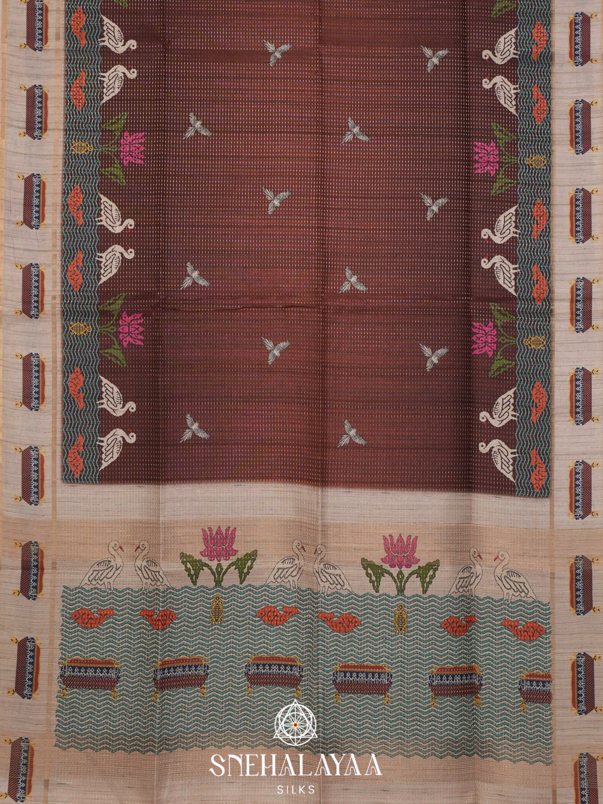 Brown Tussar Saree