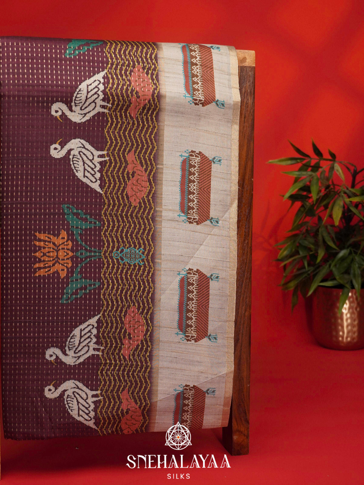 Plum Tussar Saree