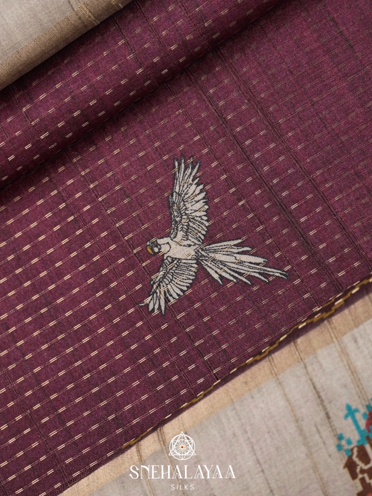 Plum Tussar Saree