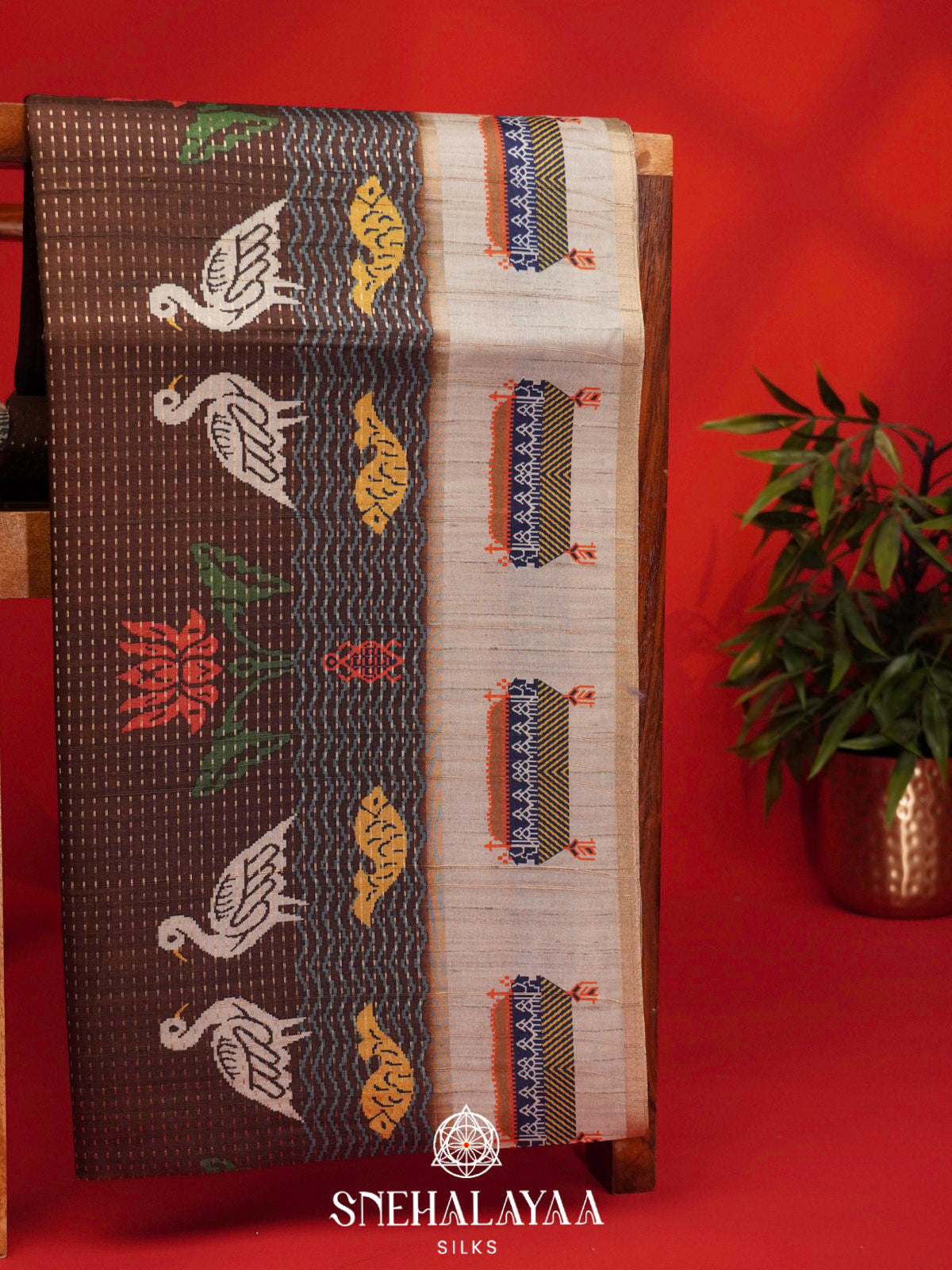 Brown Tussar Saree