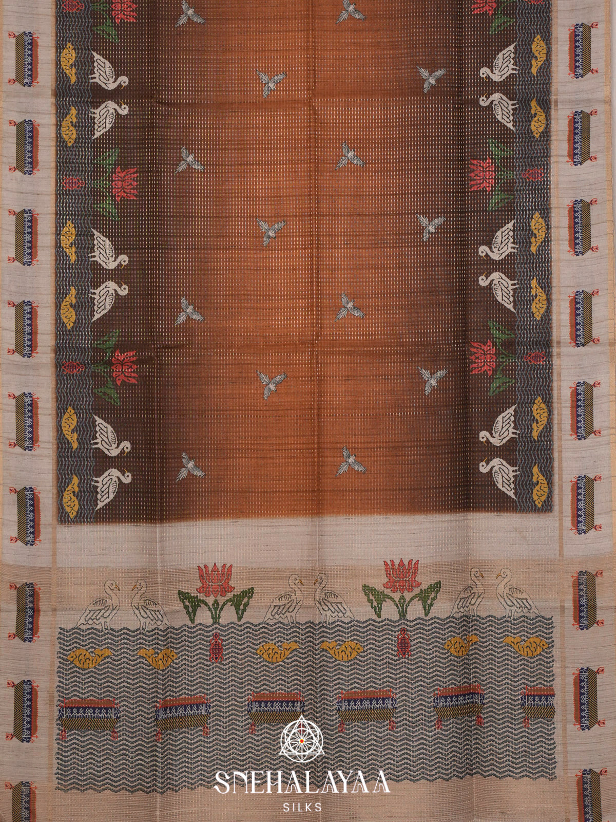 Brown Tussar Saree