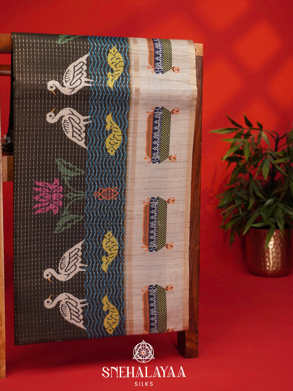 Mehandi Green Tussar Saree