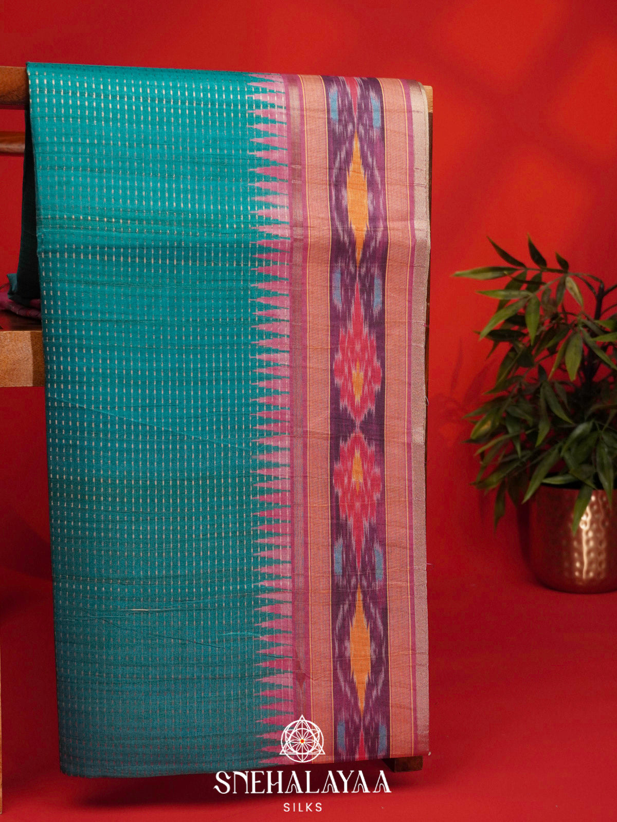 Teal Blue Tussar Saree