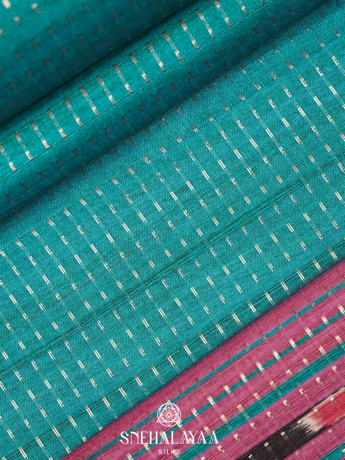 Teal Blue Tussar Saree