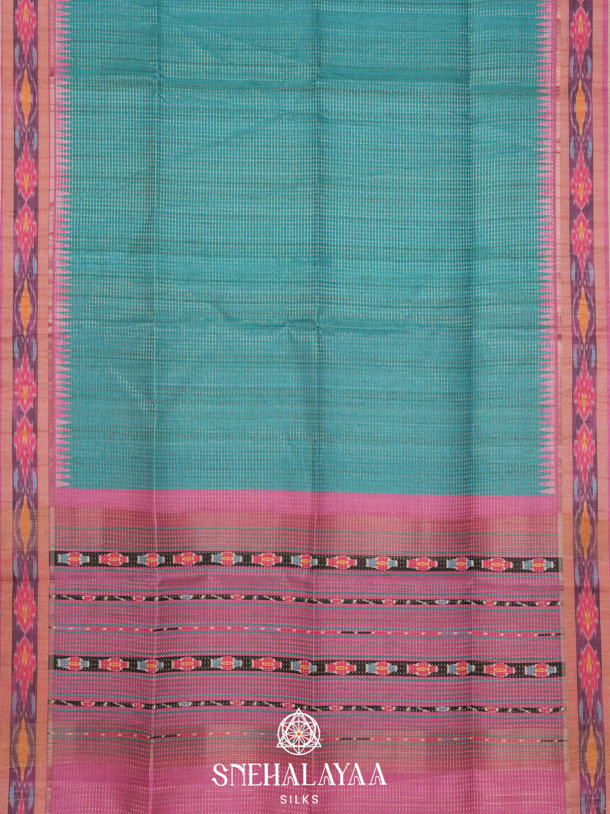 Teal Blue Tussar Saree