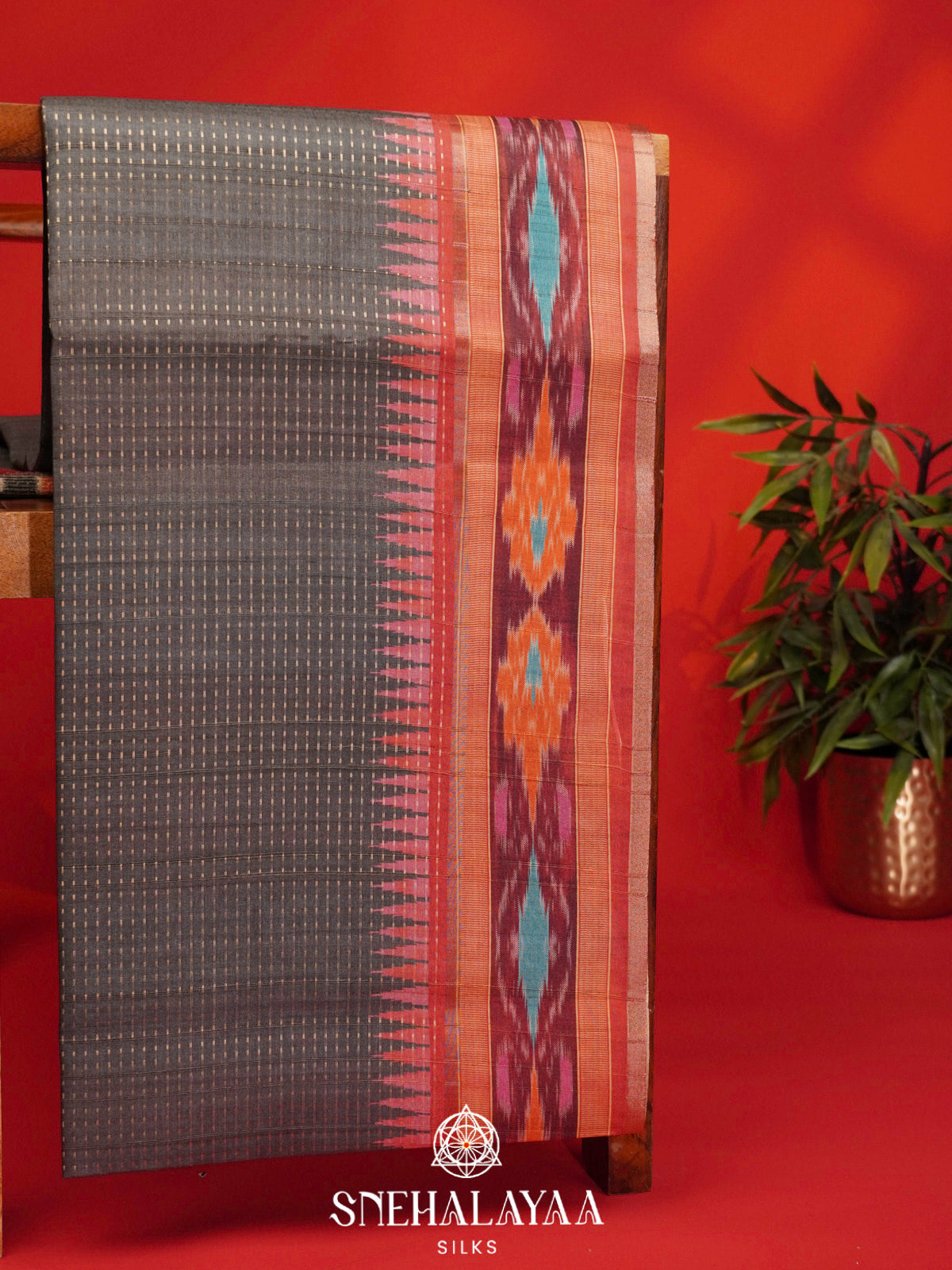 Charcol Black Tussar Saree