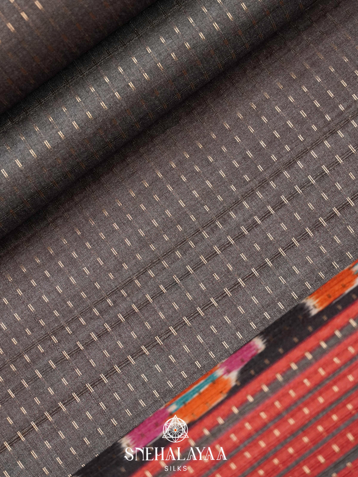 Charcol Black Tussar Saree