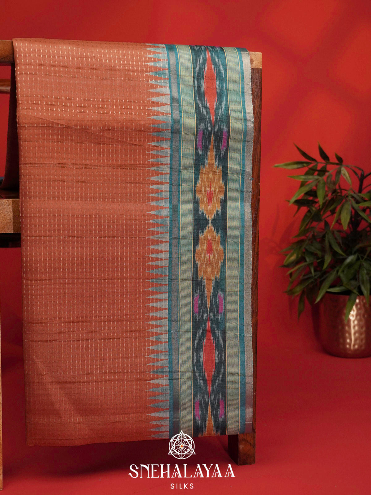 Terracotta Orange Tussar Saree