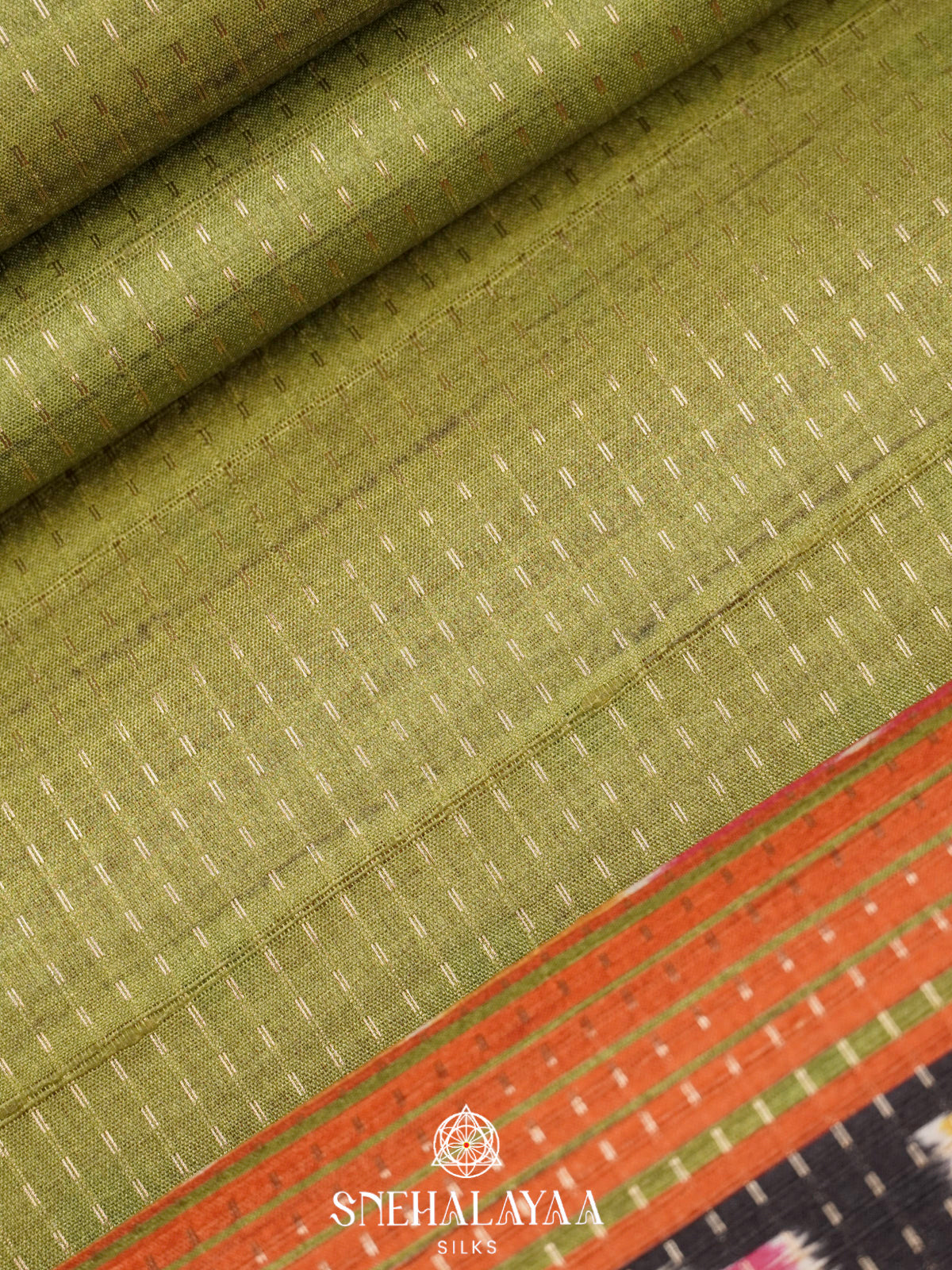 Lime Green Tussar Saree