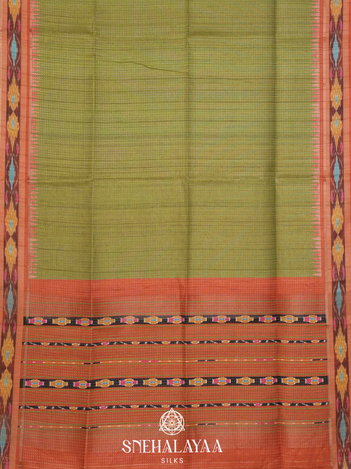 Lime Green Tussar Saree