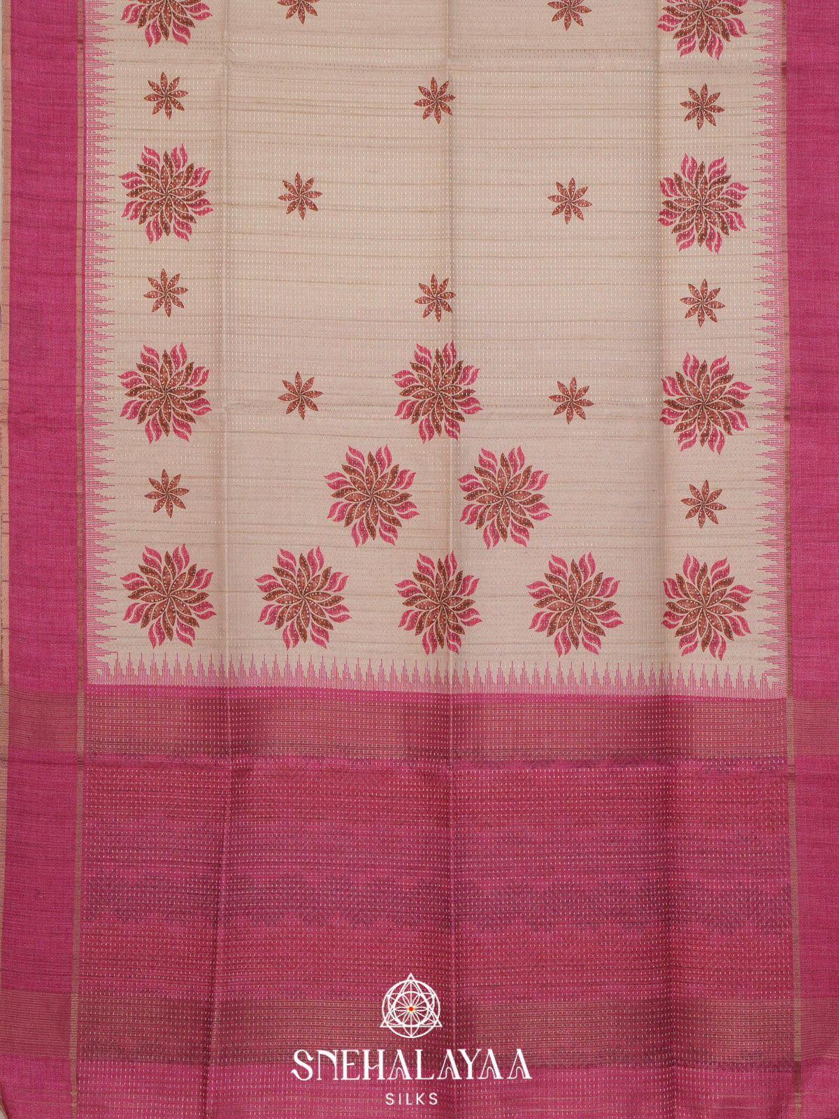 Cream Tussar Saree