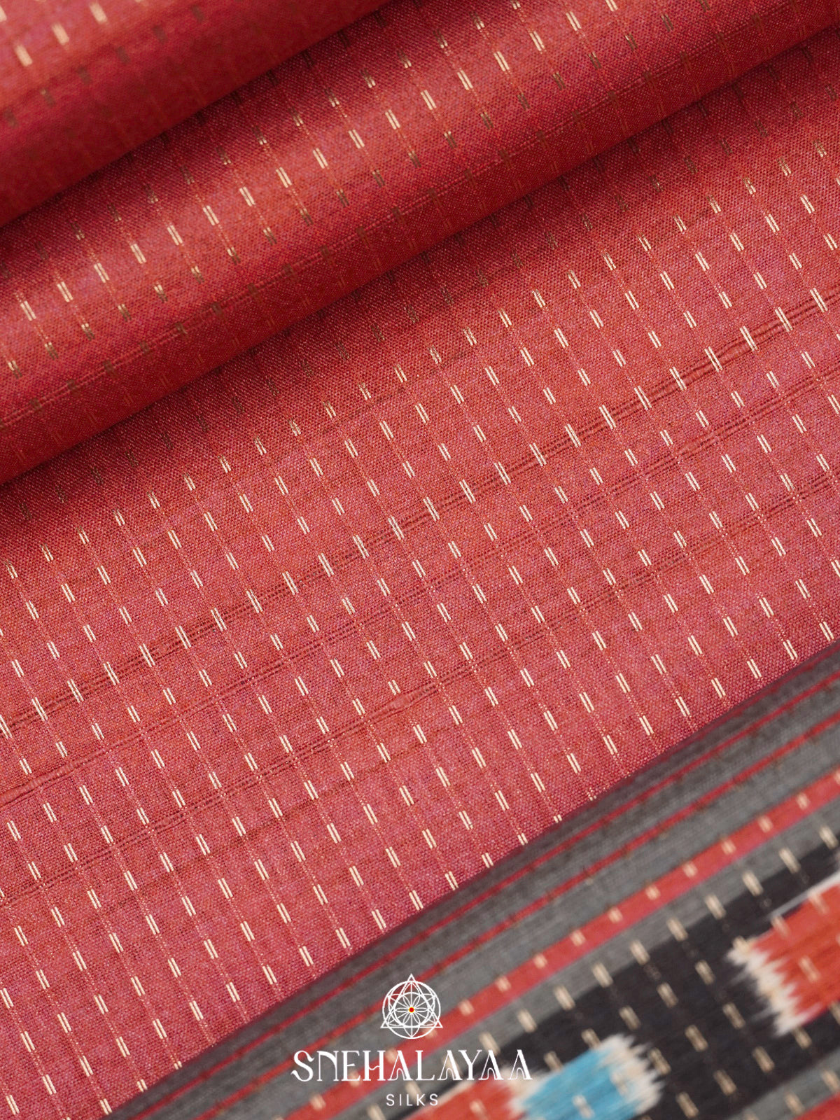 Coral Peach Tussar Saree