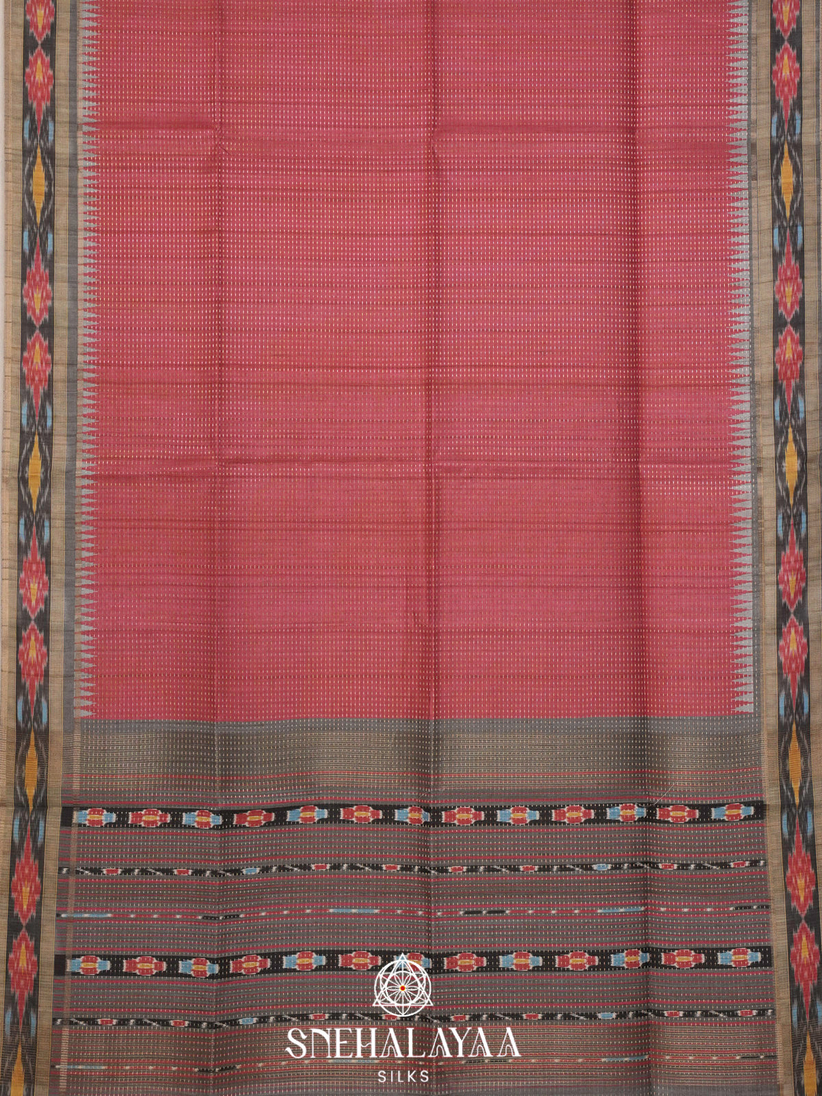 Coral Peach Tussar Saree