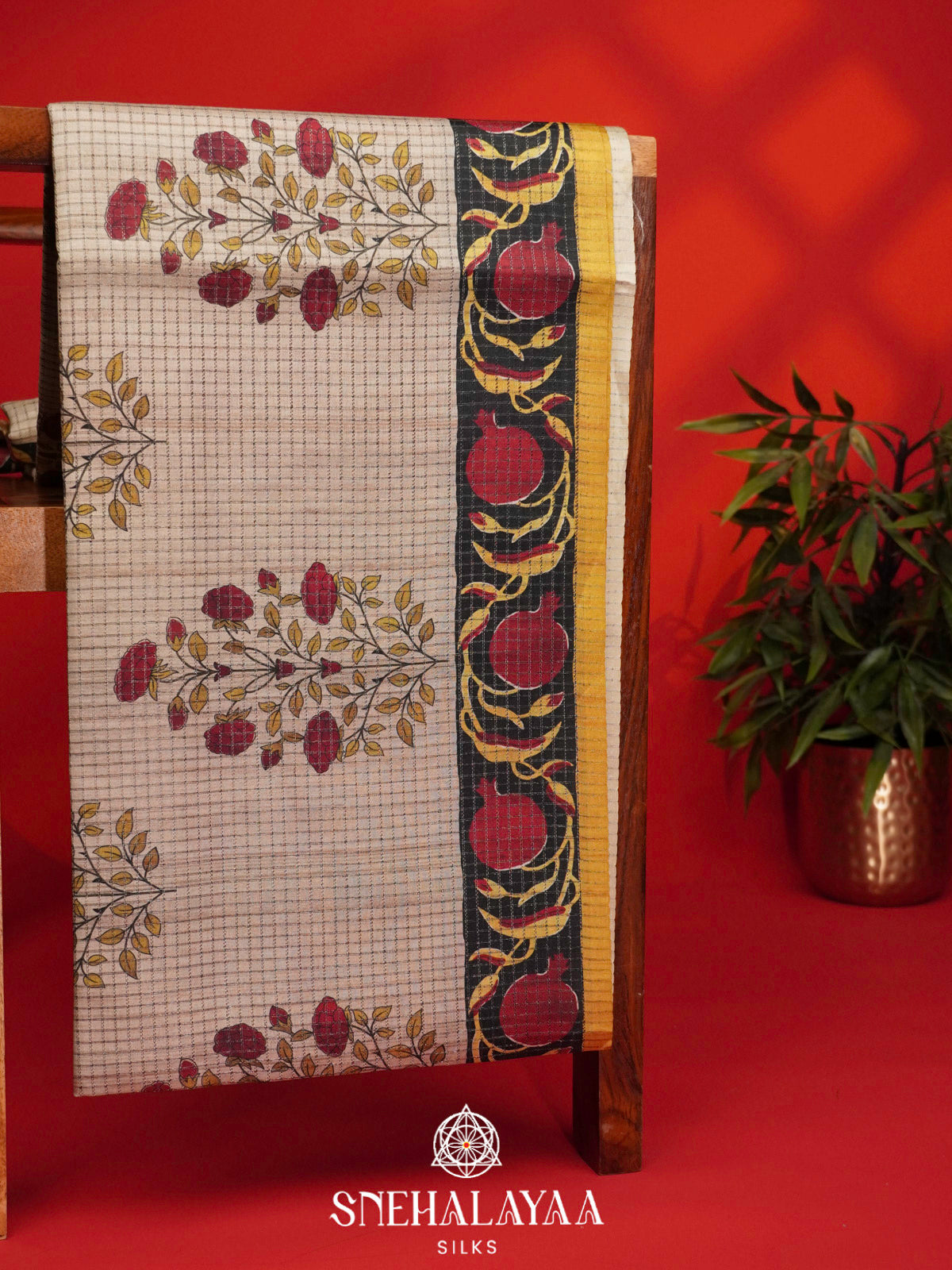 Beige Tussar Saree