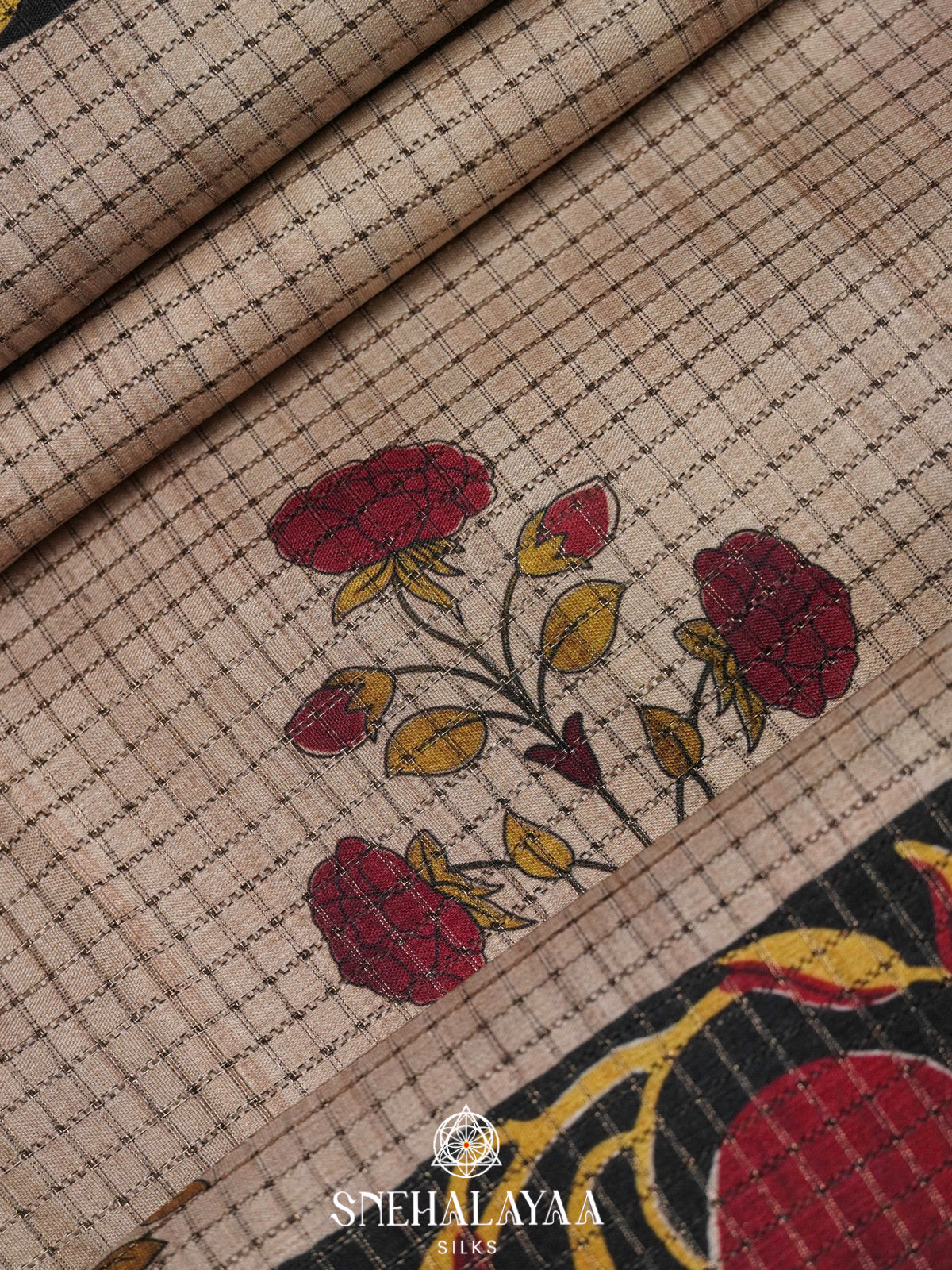 Beige Tussar Saree