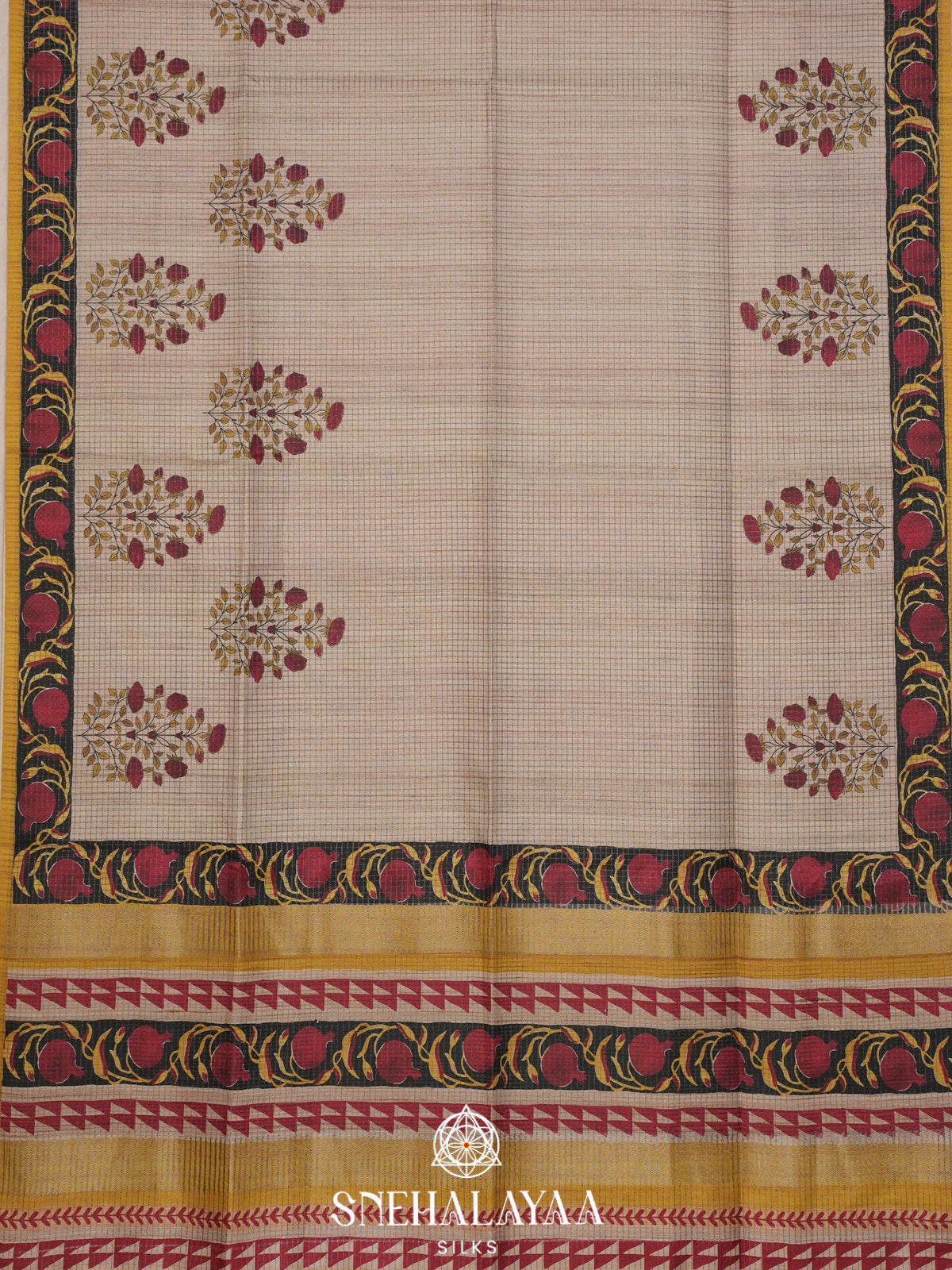 Beige Tussar Saree