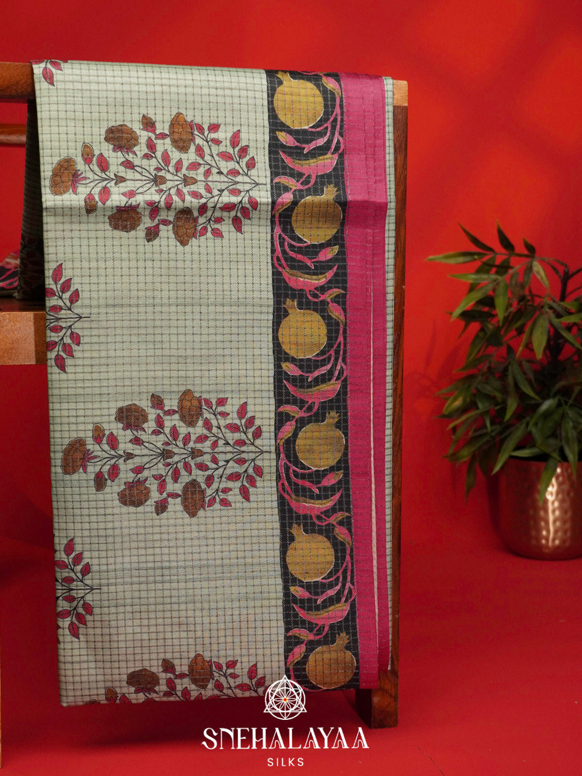Pale Green Tussar Saree