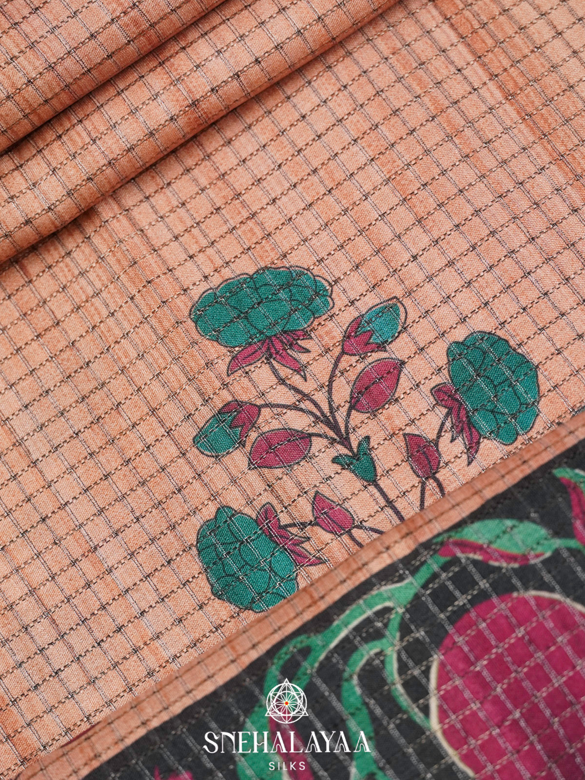 Pale Peach Tussar Saree