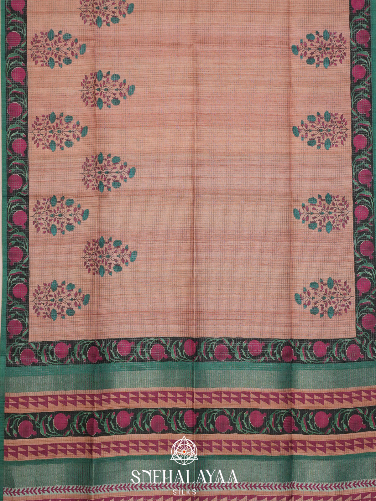 Pale Peach Tussar Saree