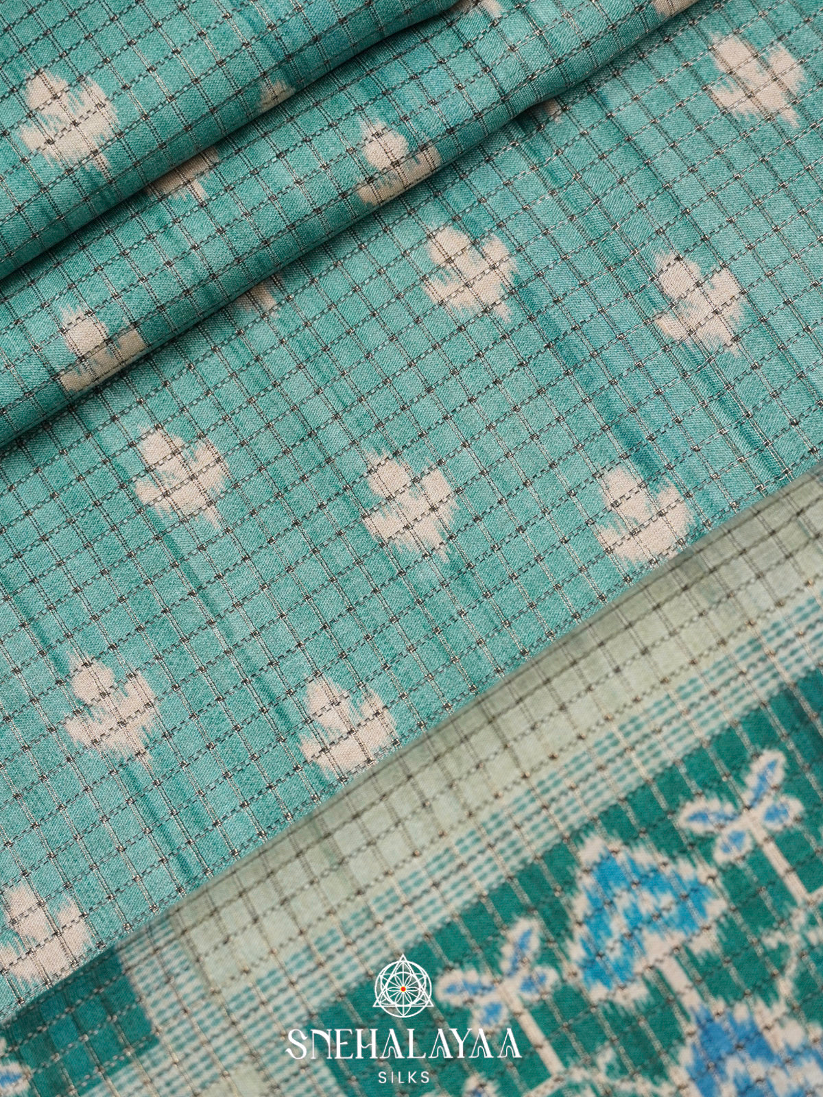 Teal Green Tussar Saree