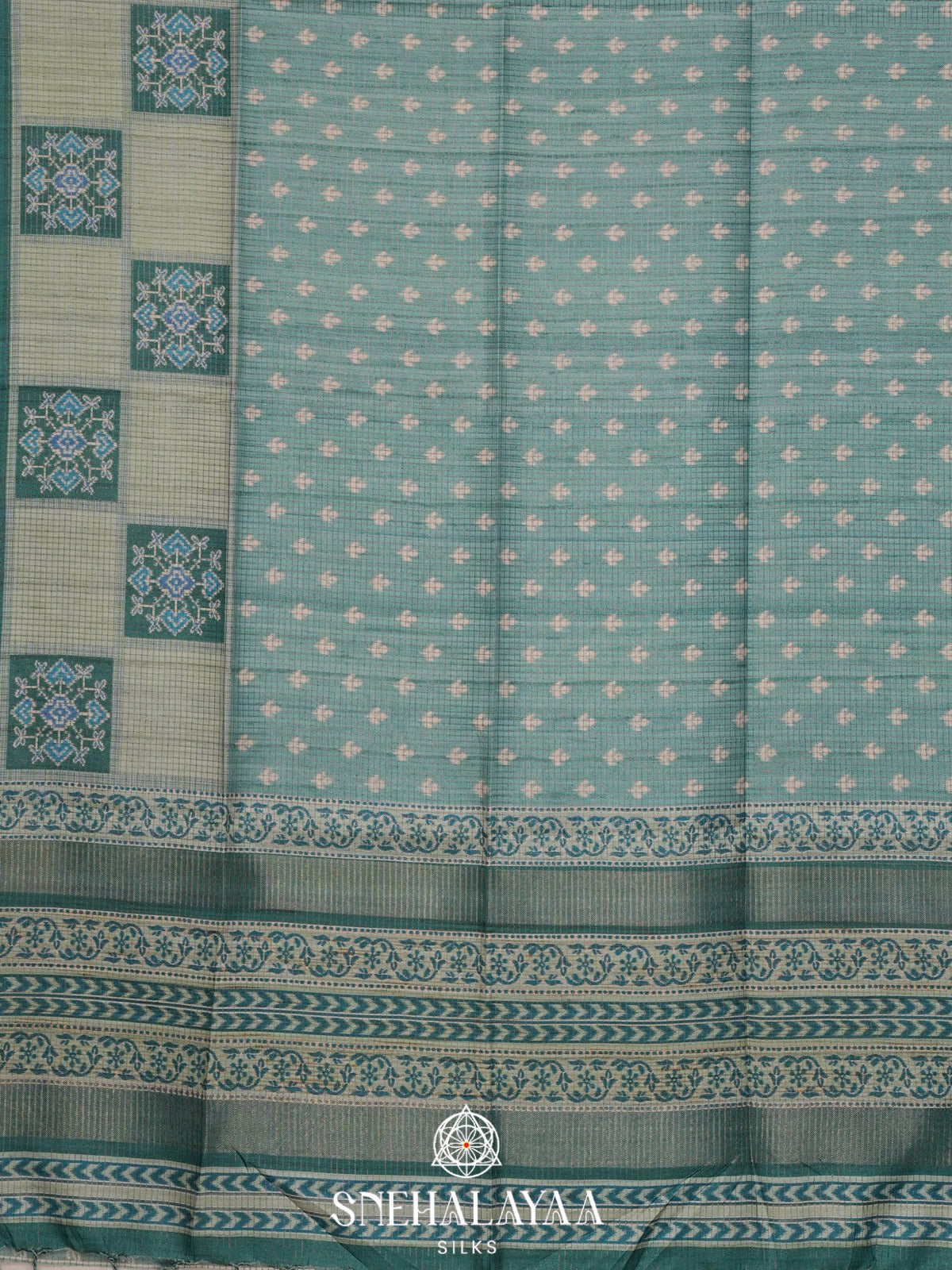 Teal Green Tussar Saree