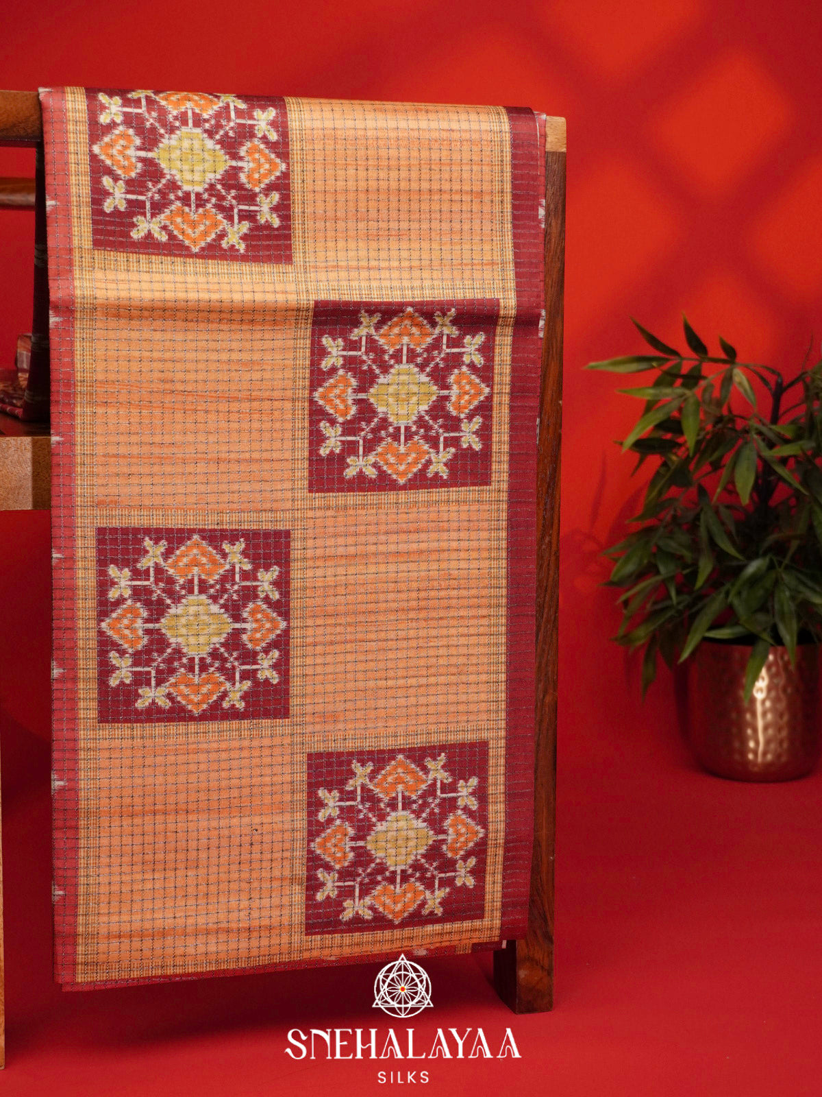 Maroon Tussar Saree
