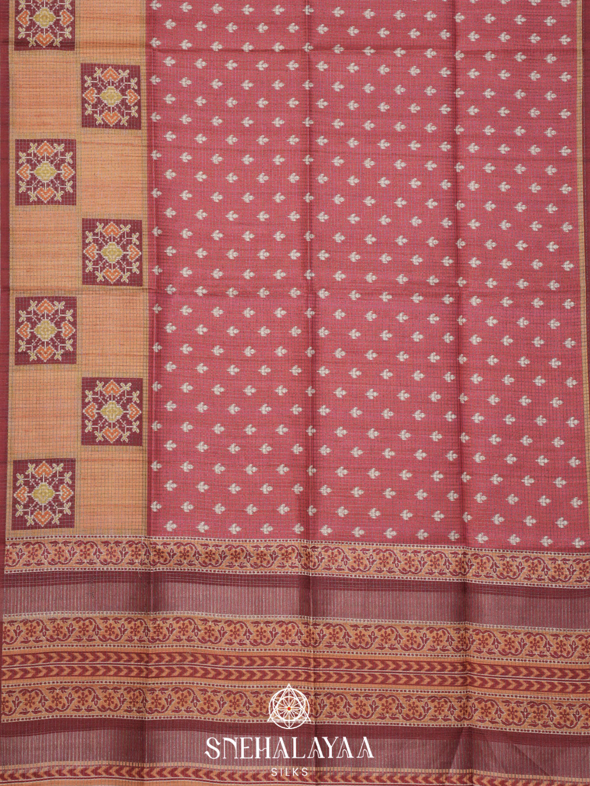 Maroon Tussar Saree