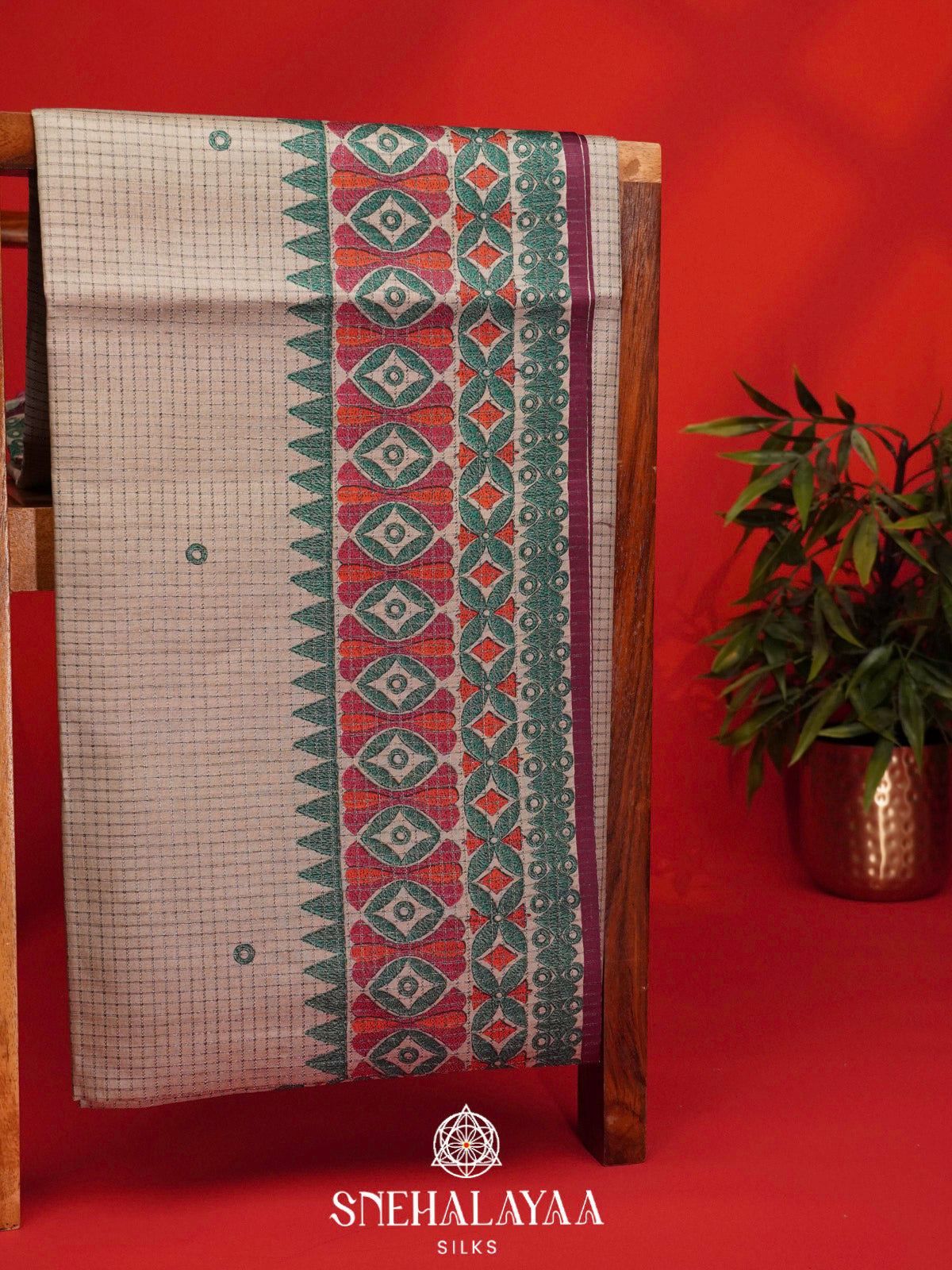 Off White Tussar Saree