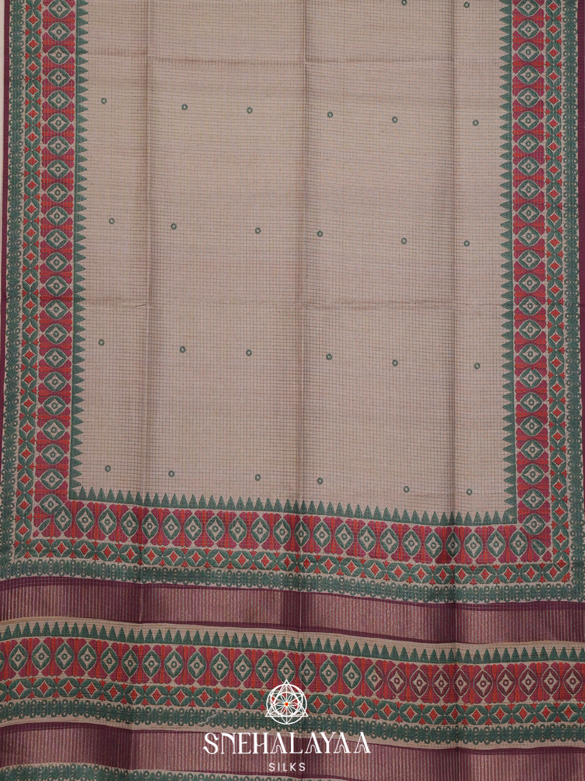 Off White Tussar Saree