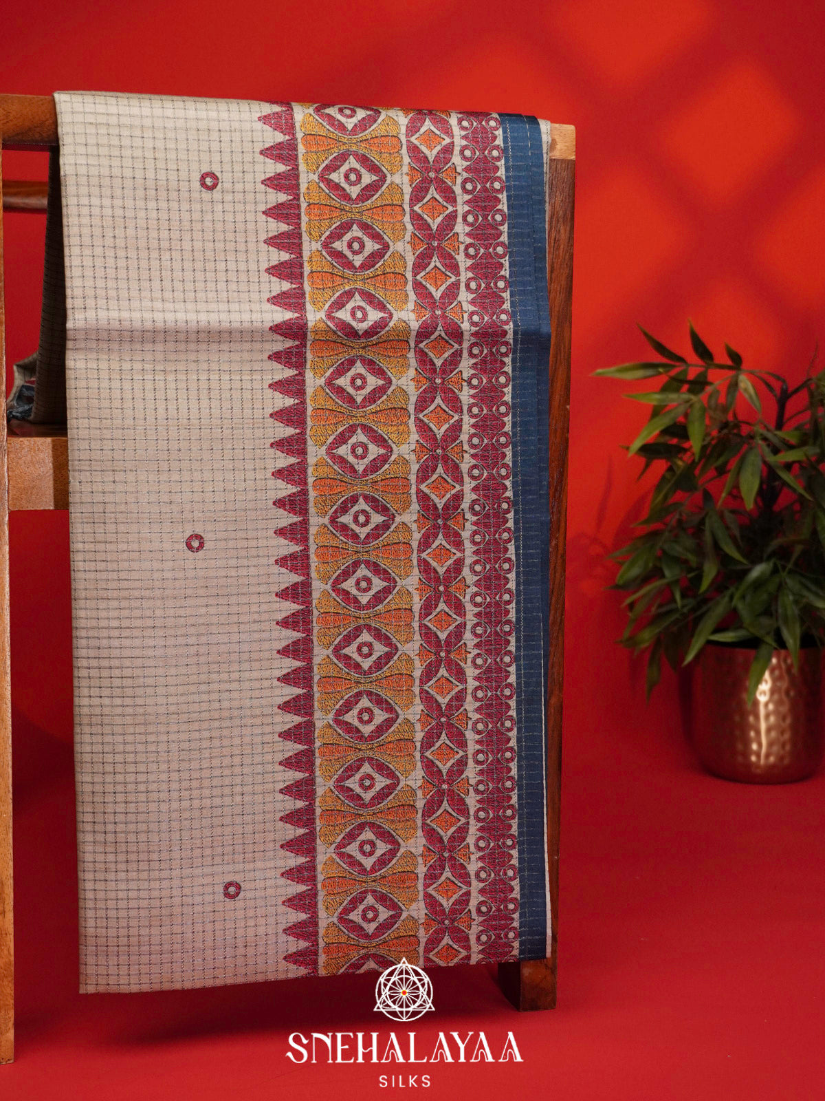 Off White Tussar Saree