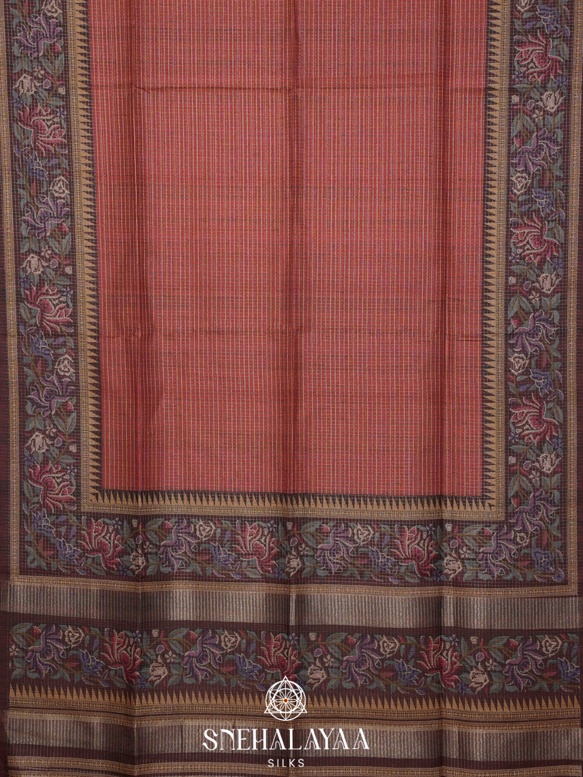 Maroon Tussar Saree