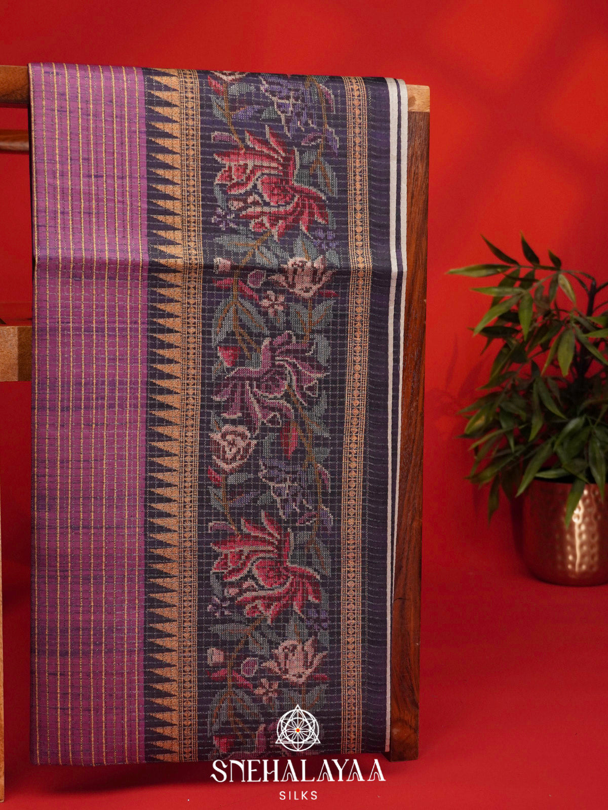 Plum Tussar Saree