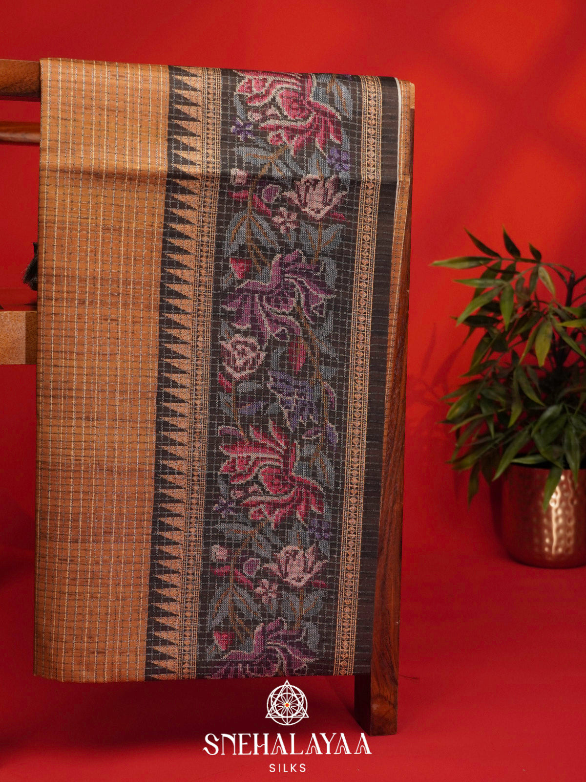Mustard Yellow Tussar Saree