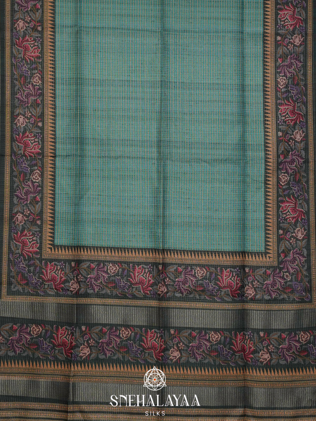 Teal Green Tussar Saree