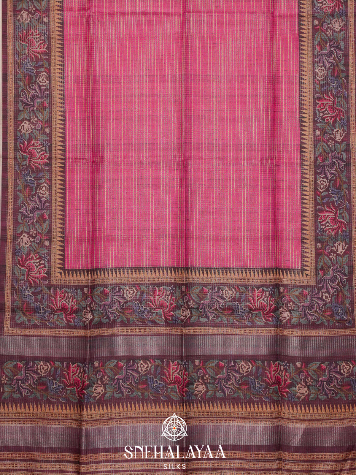 Pink Tussar Saree
