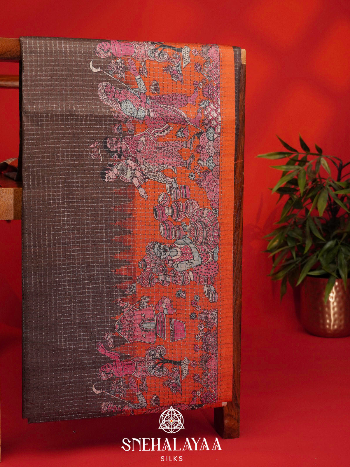 Brown Tussar Saree