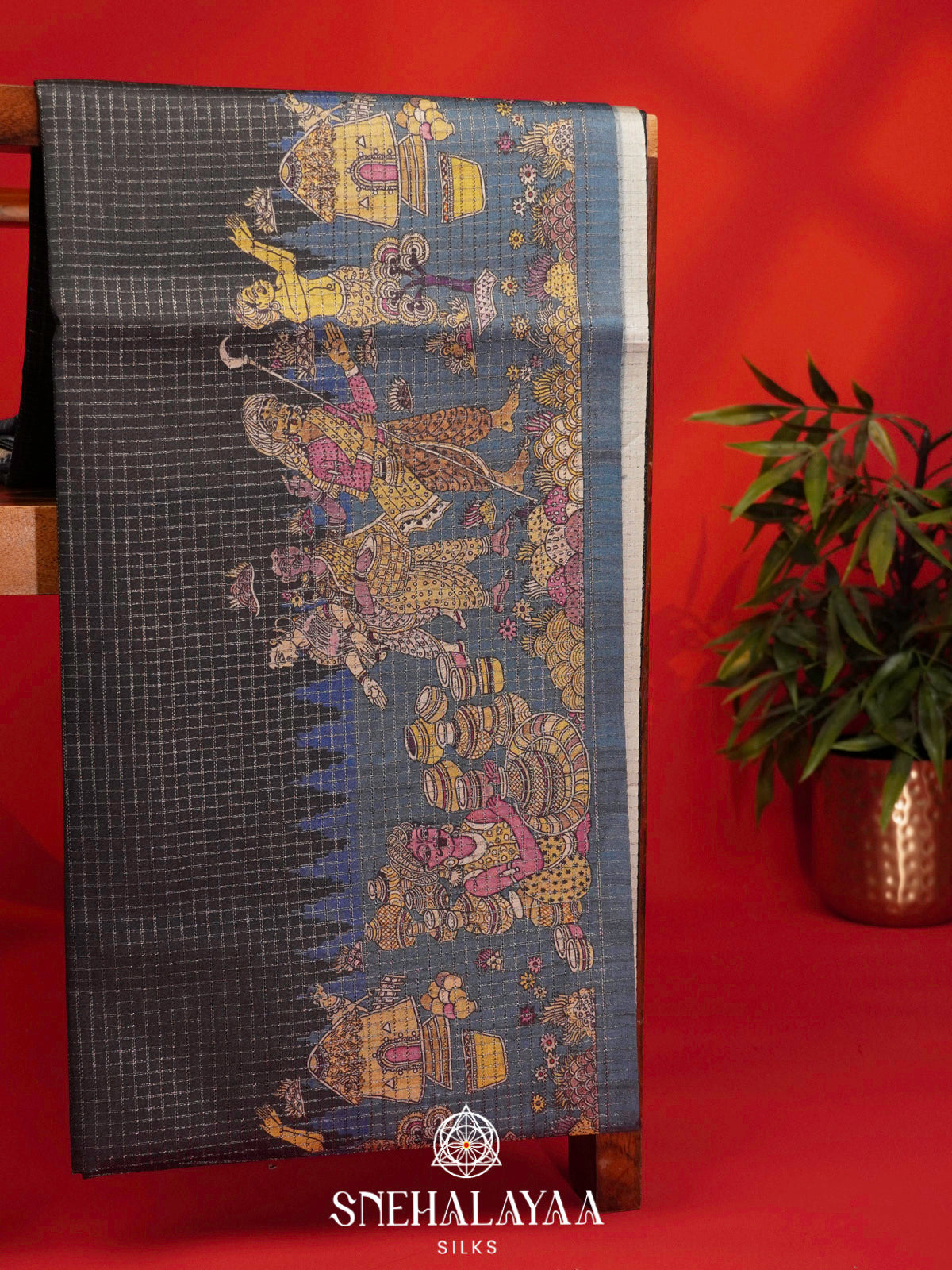 Charcol Black Tussar Saree