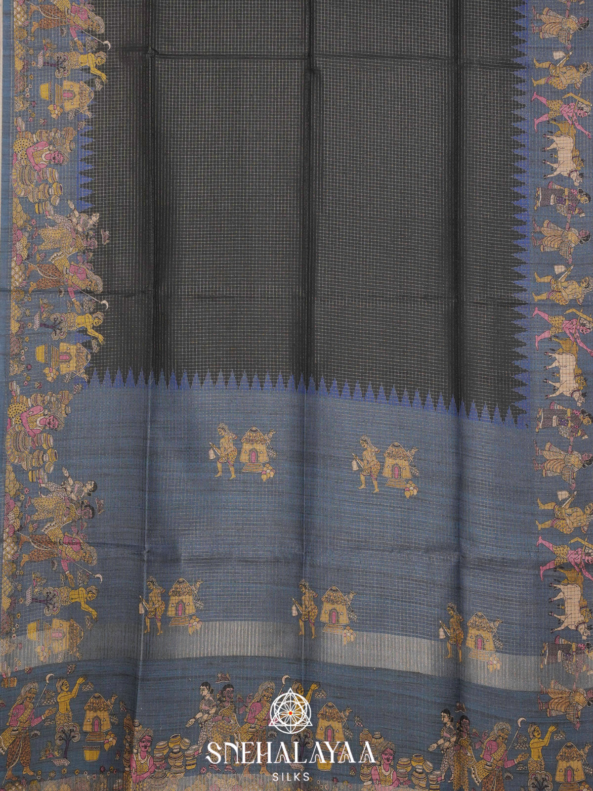 Charcol Black Tussar Saree