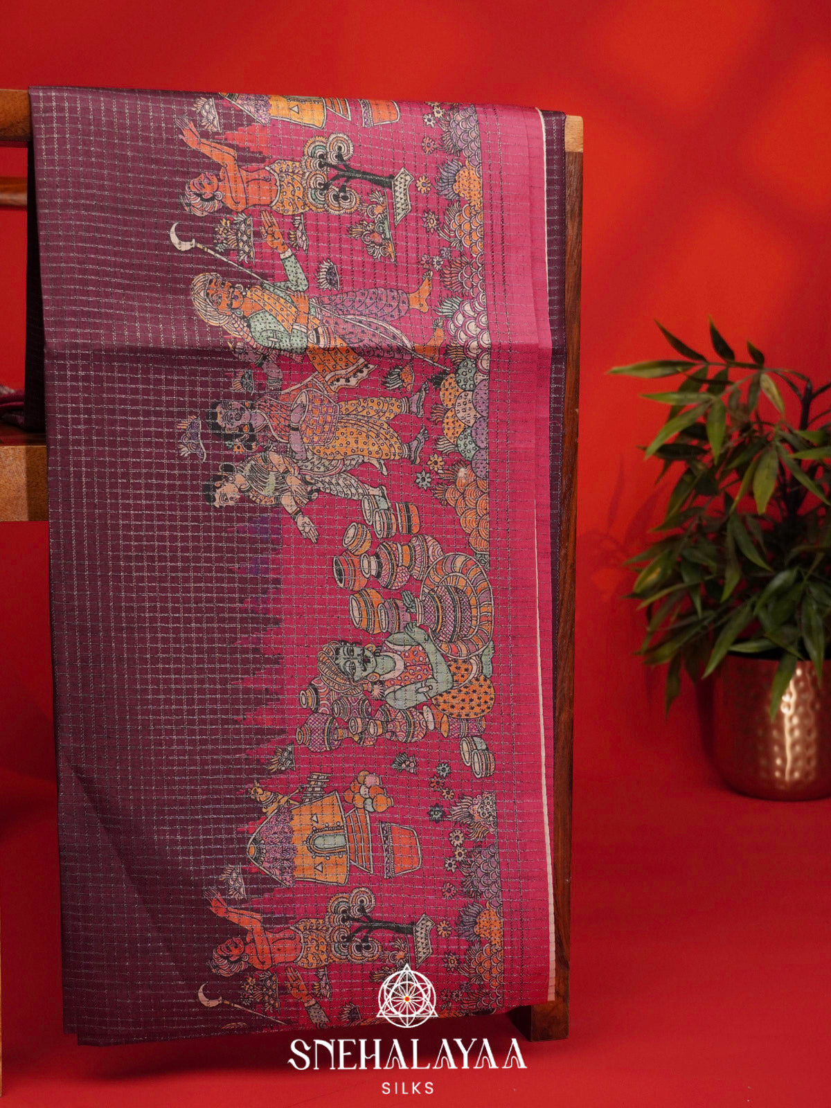 Maroon Tussar Saree