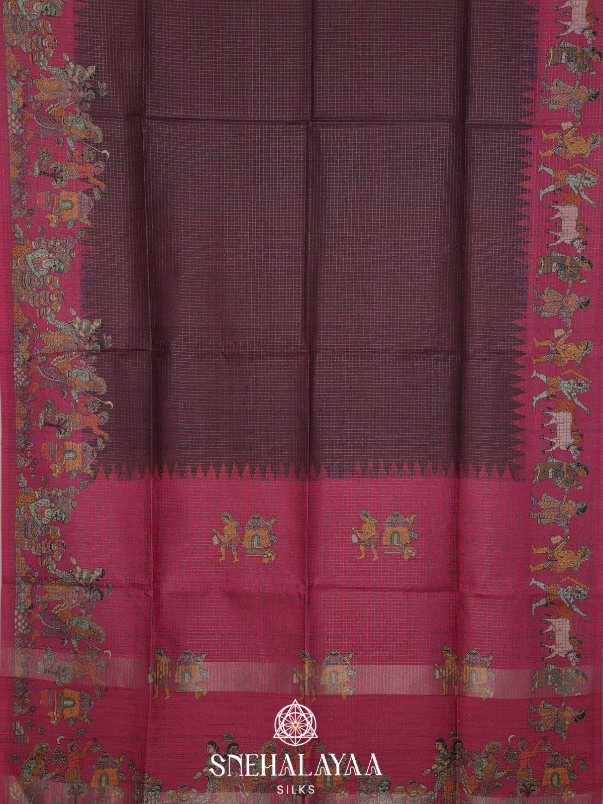 Maroon Tussar Saree