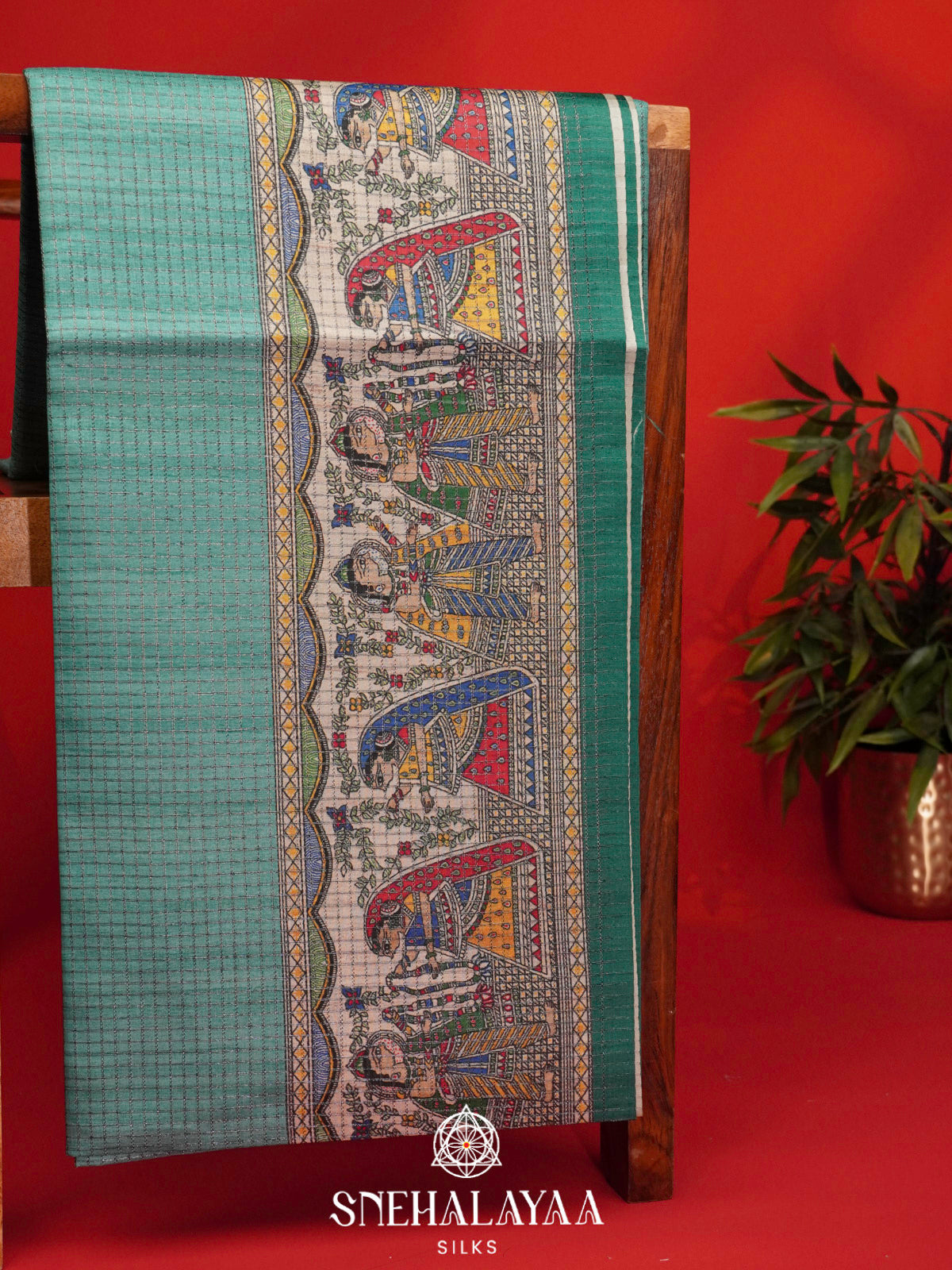 Teal Green Tussar Saree