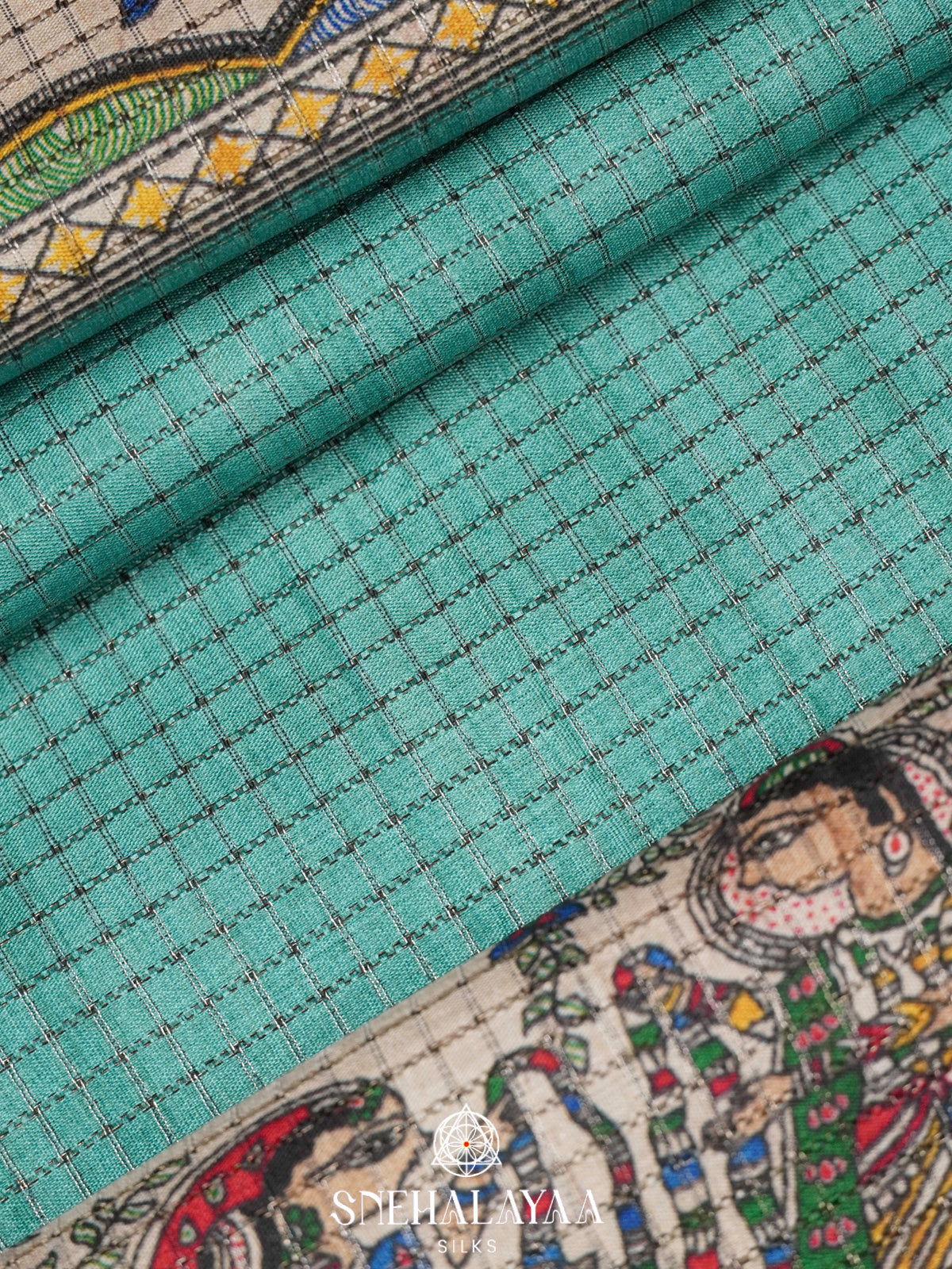 Teal Green Tussar Saree