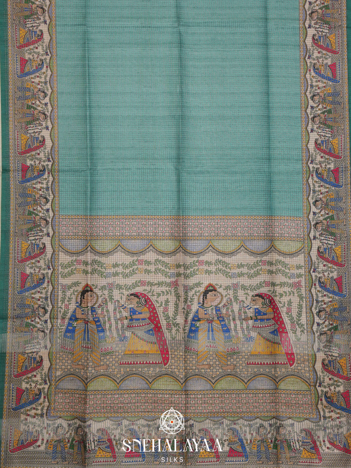 Teal Green Tussar Saree
