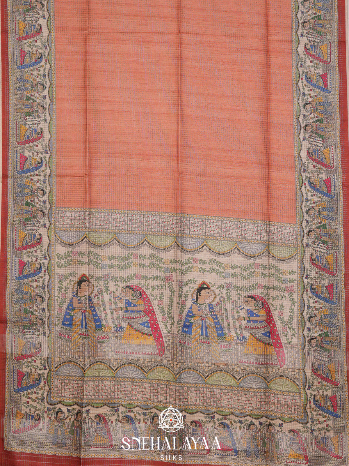 Orange Tussar Saree