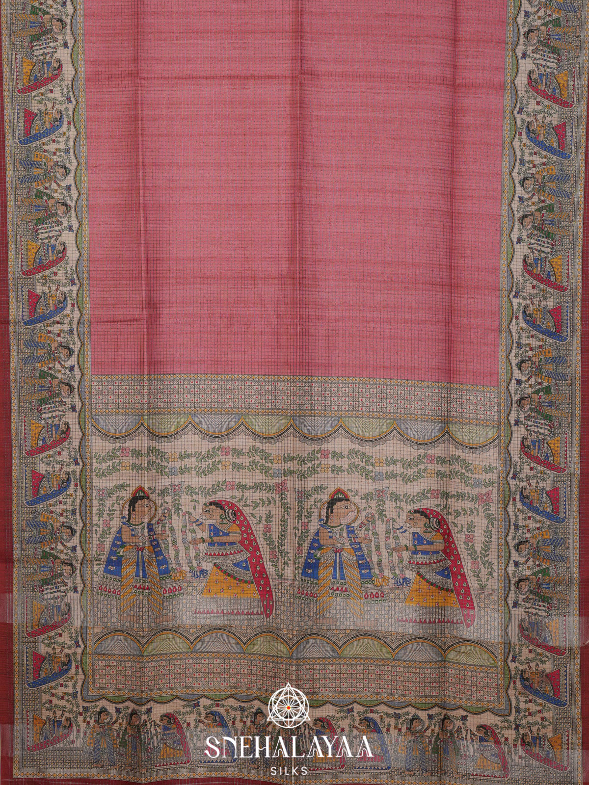 Pink Tussar Saree